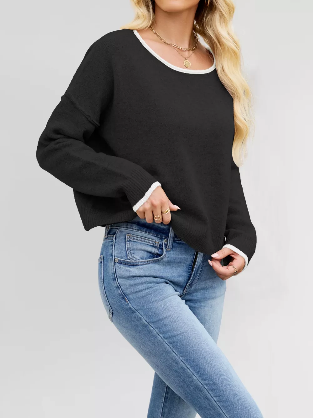 Round Neck Dropped Shoulder Sweater, image 21