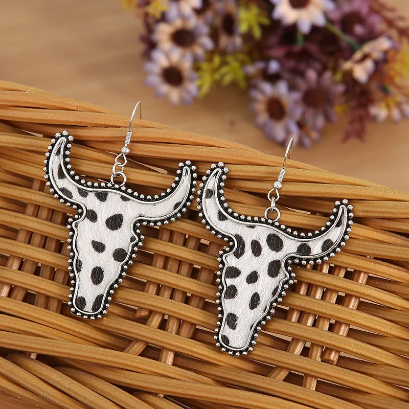 Alloy Animal Print Cow Head Earrings, image 8