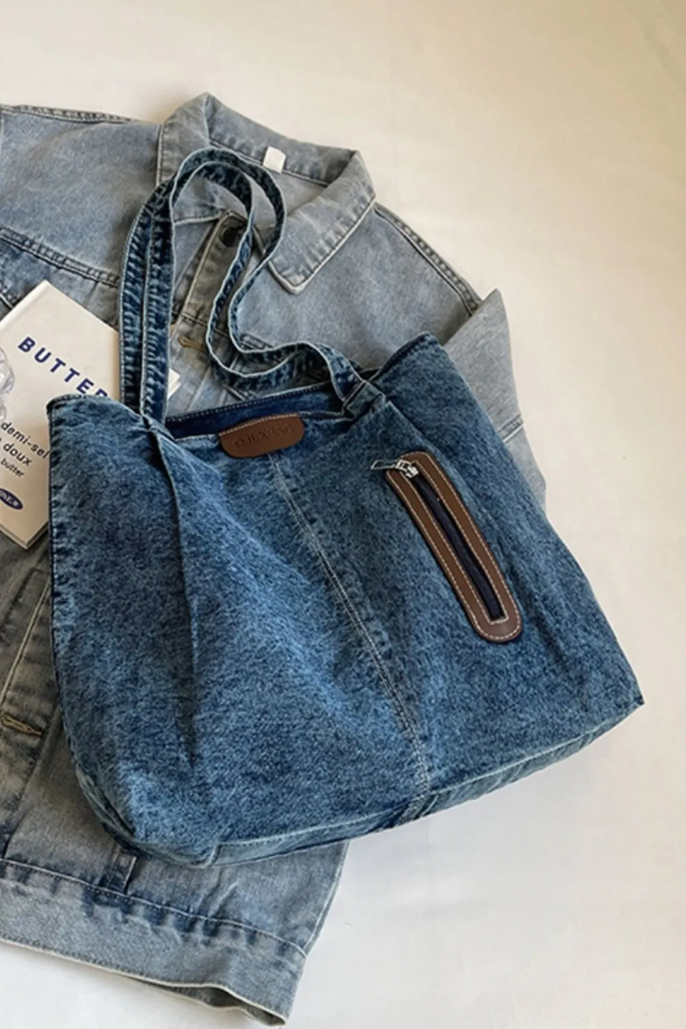 Medium Denim Tote Bag, image 15