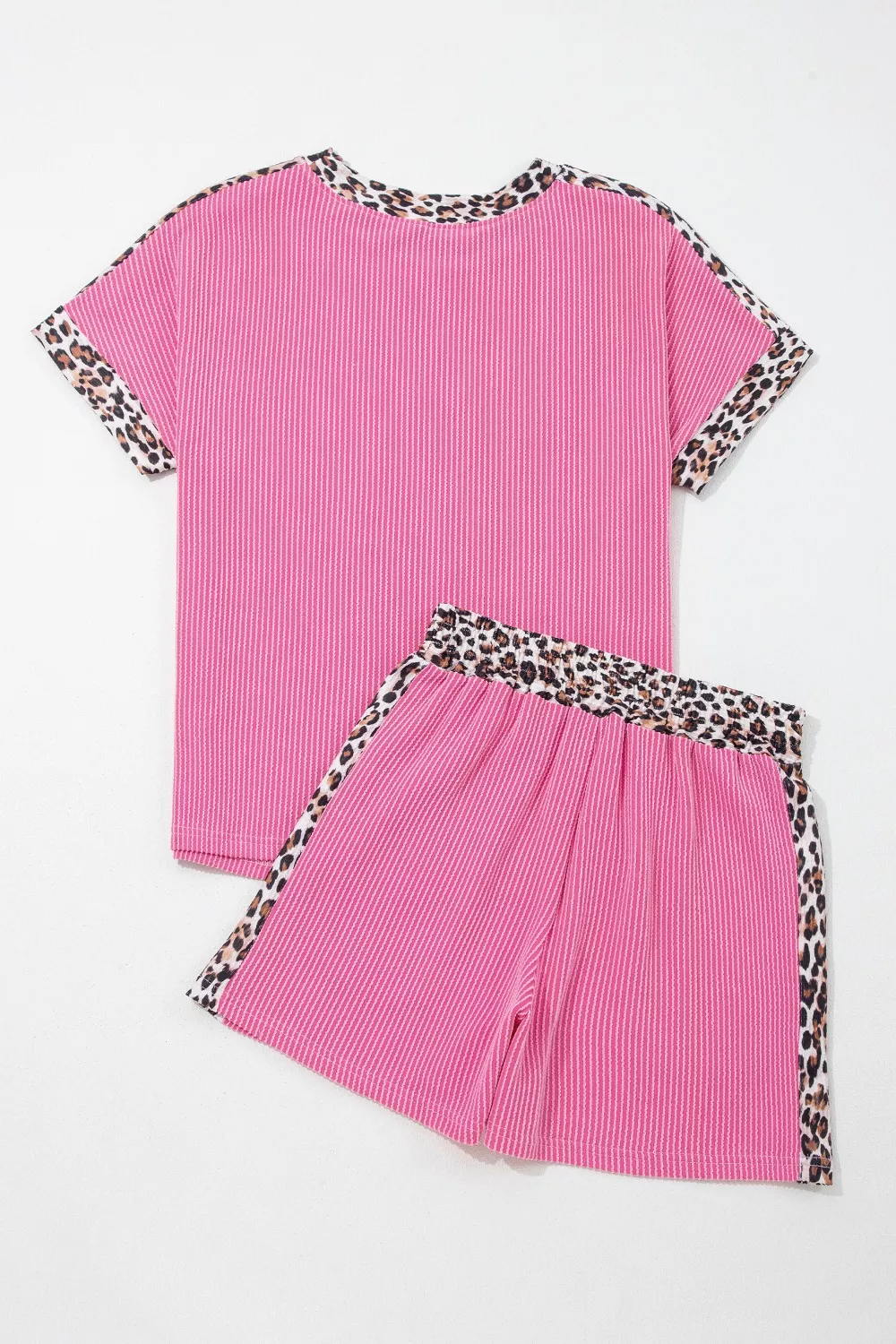 Leopard Trim Twist Ribbed Top and Shorts Set, image 6