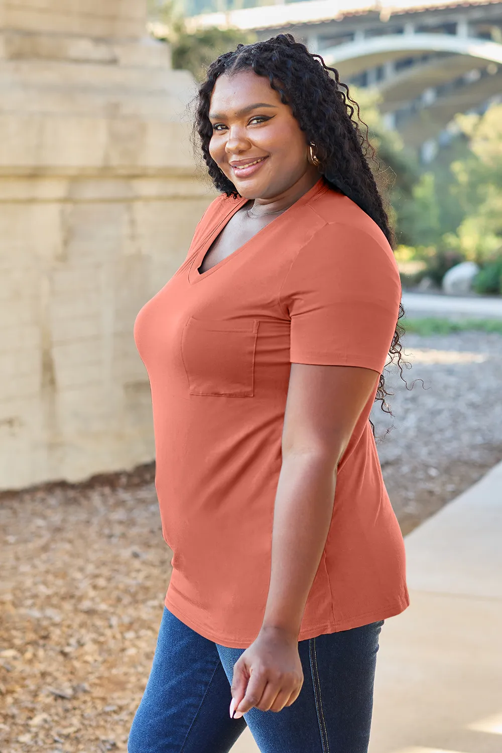 Bamboo Full Size V-Neck Short Sleeve T-Shirt, image 25