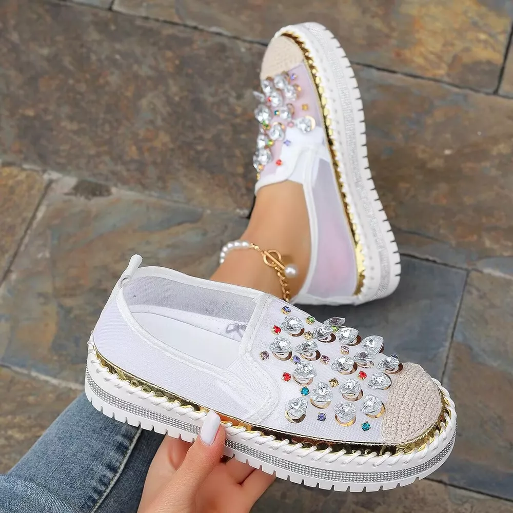 Rhinestone Decor Platform Loafers, image 14