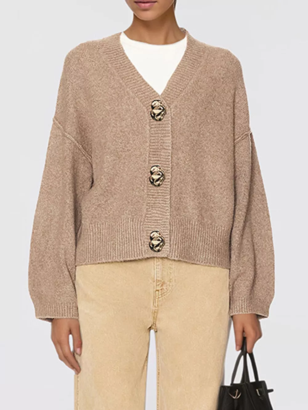 Gold Buttons V-Neck Cardigan, image 7