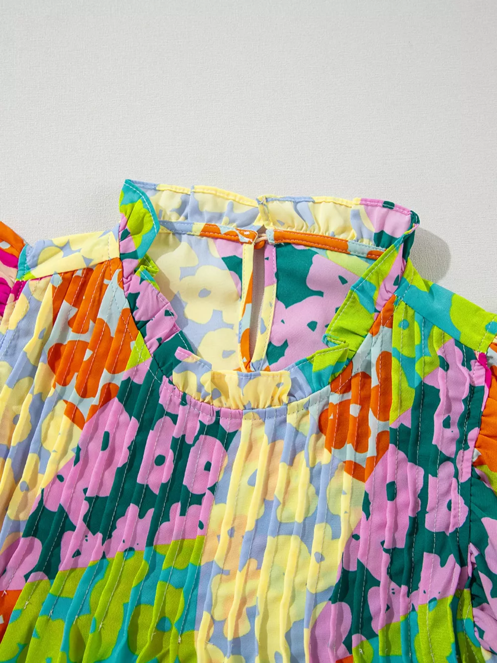Printed Ruffled Cap Sleeve Blouse, image 7