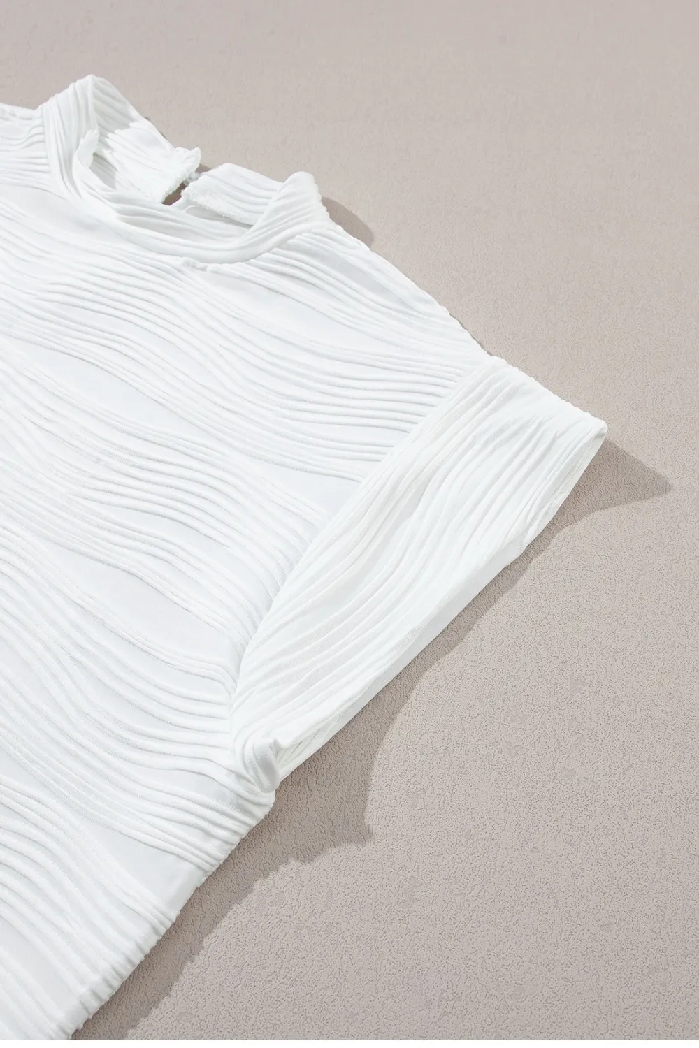 Textured Mock Neck Cap Sleeve Top, image 8