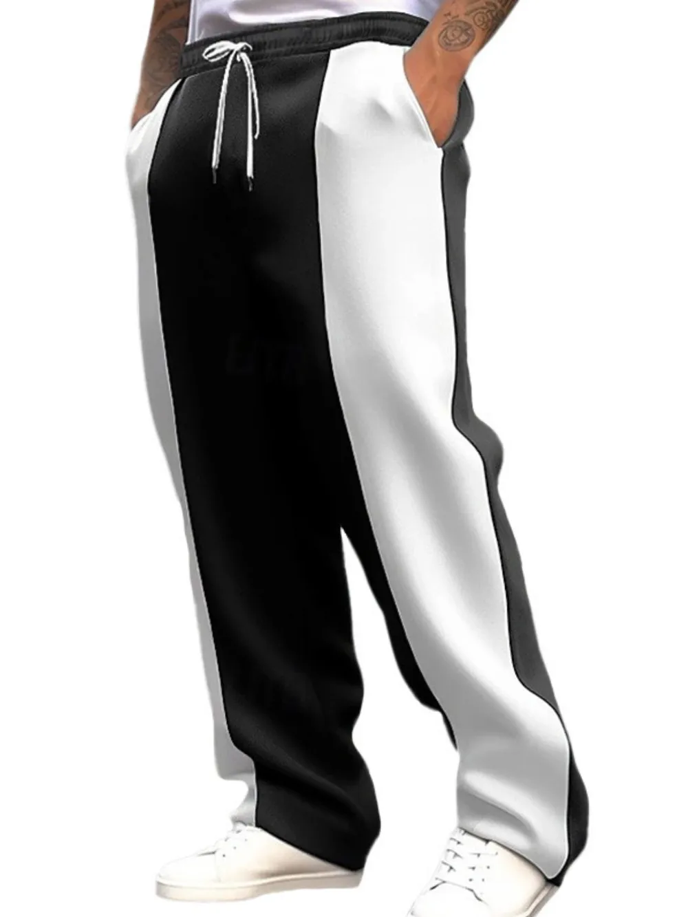 Men's Full Size Drawstring Contrast Pants Plus Size