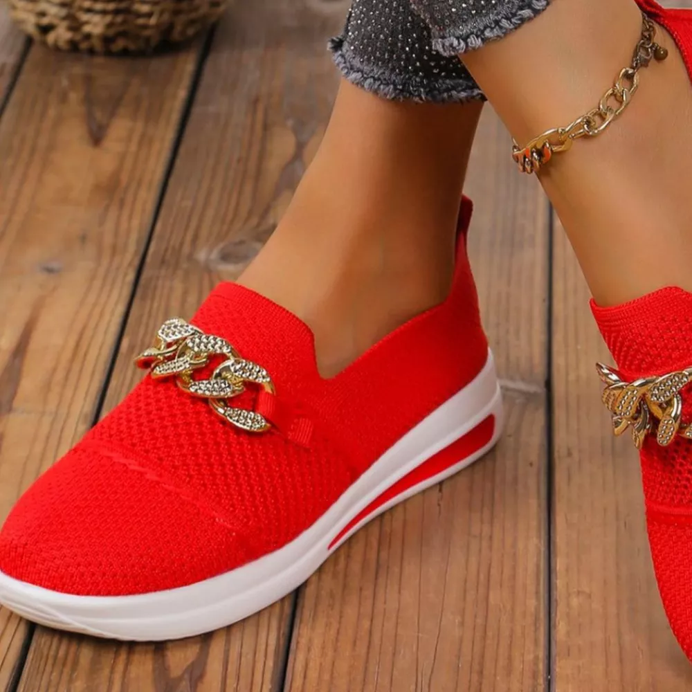 Chain Detail Round Toe Slip-Ons, image 8