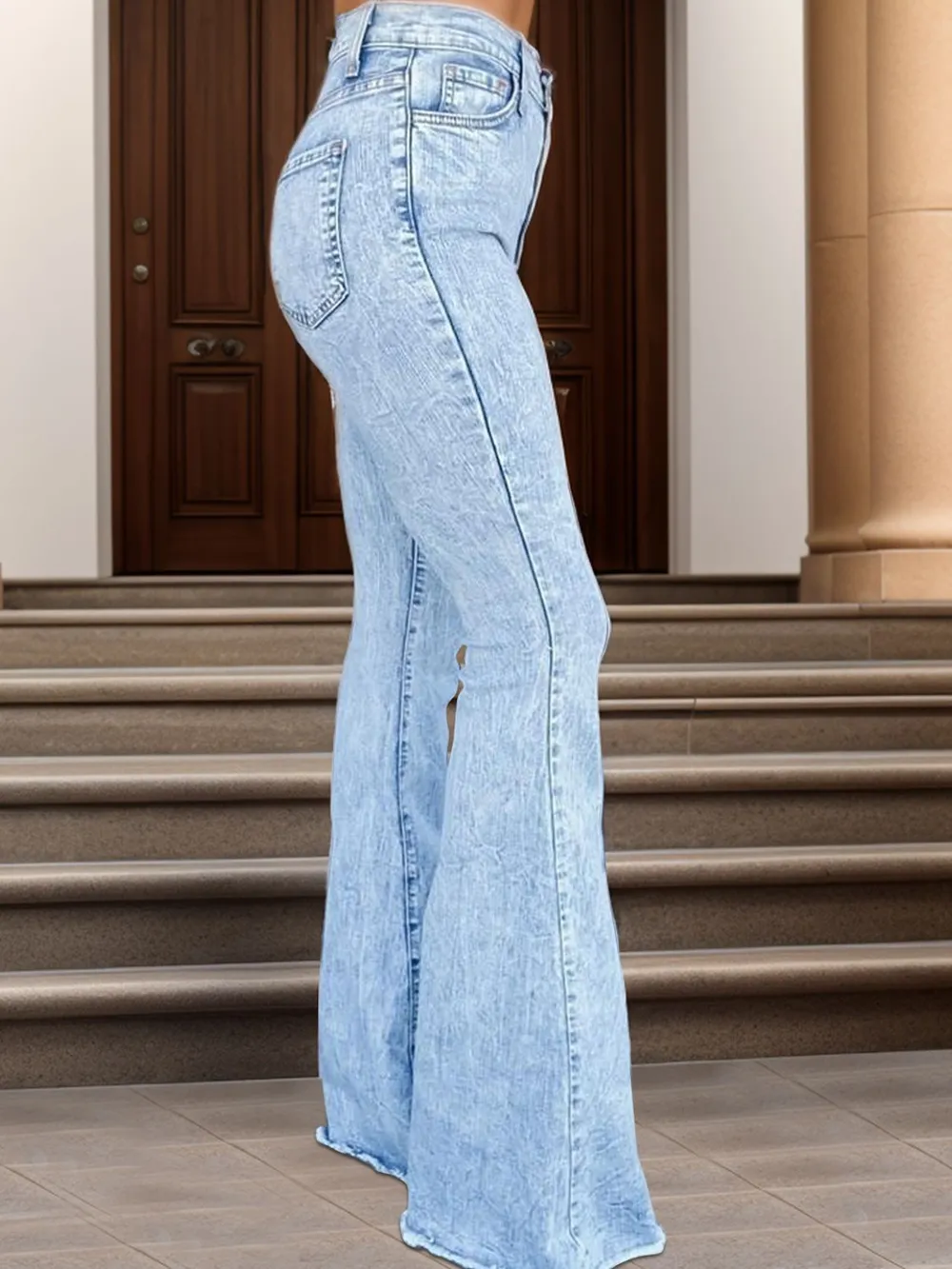 Raw Hem Bootcut Jeans, image 3