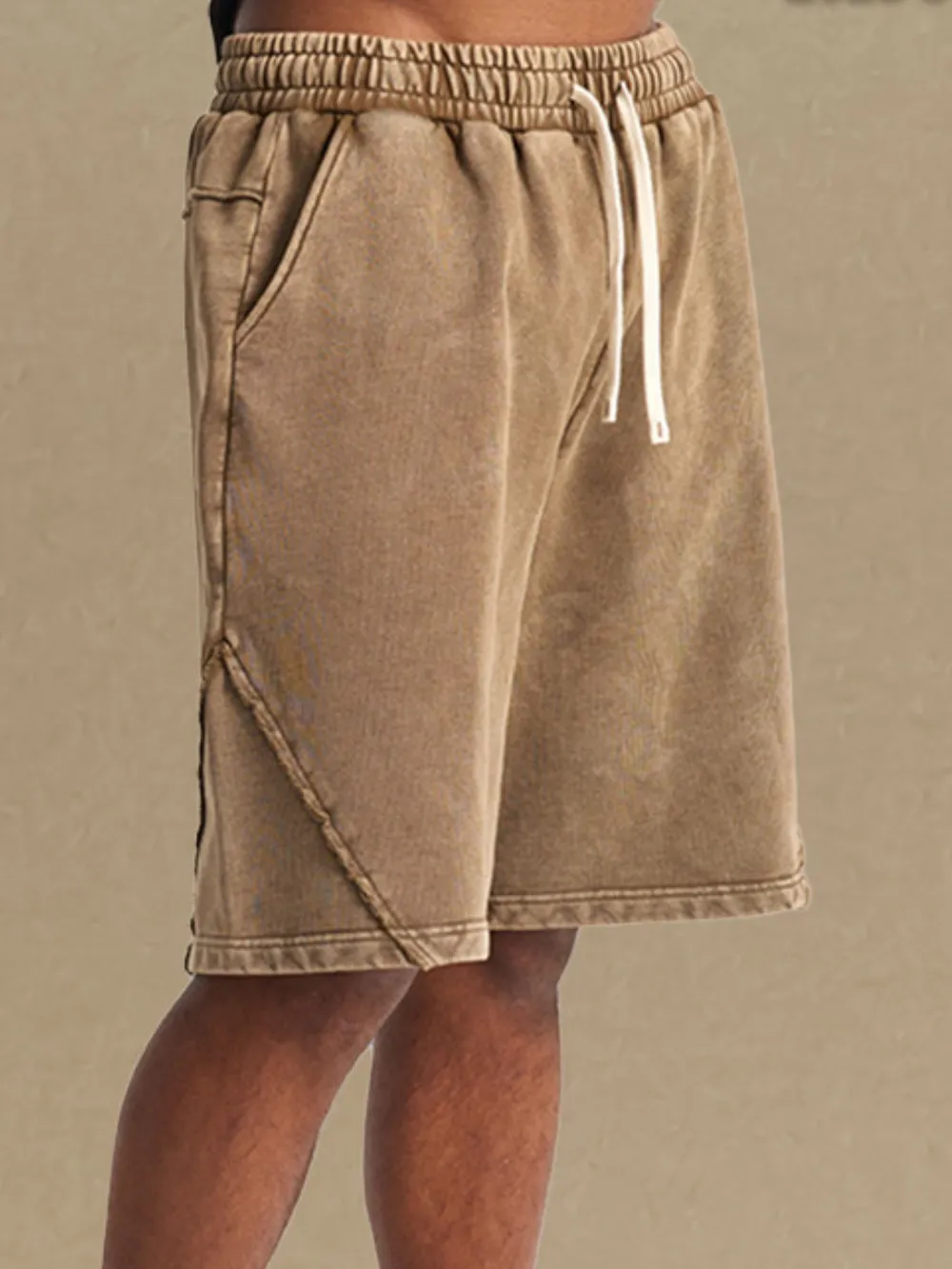 Men's Casual Drawstring Washed Shorts, image 4
