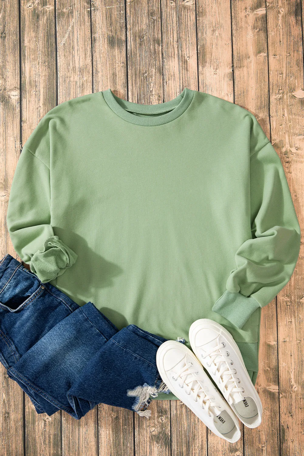 High-Low Round Neck Long Sleeve Sweatshirt, image 25
