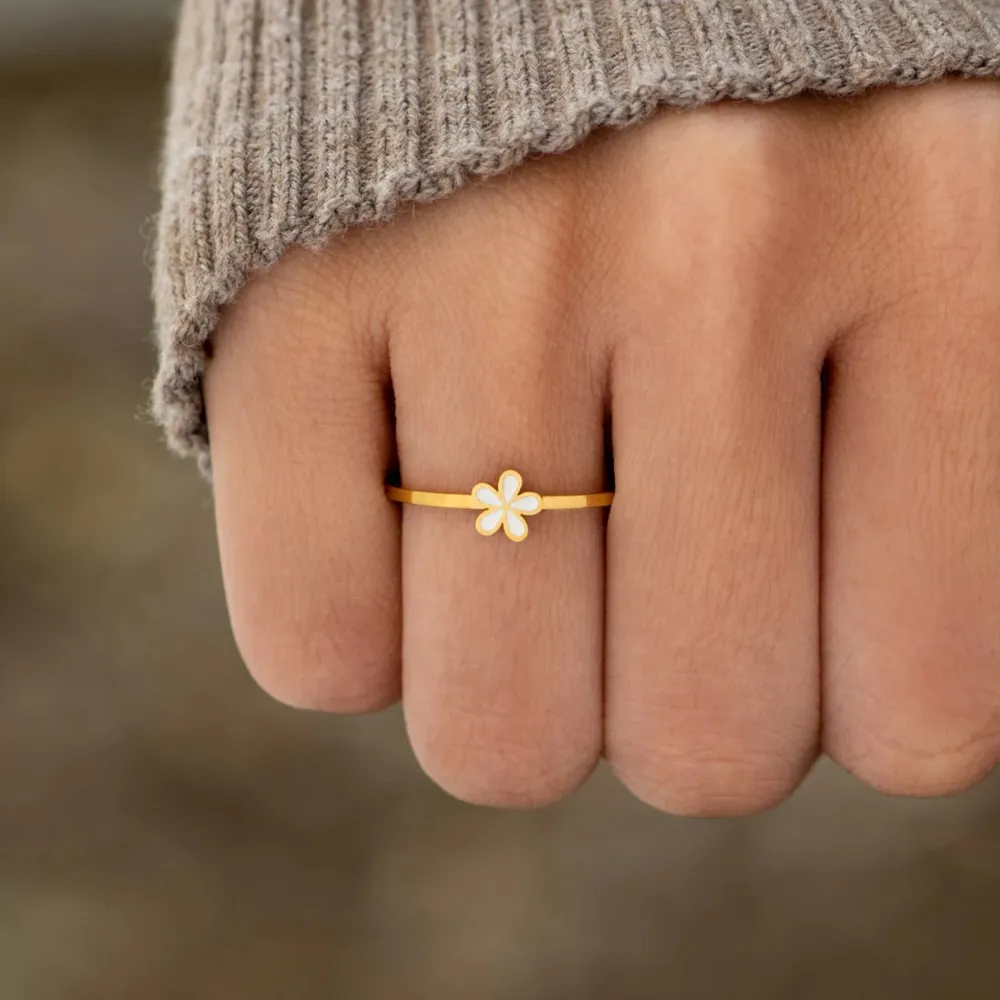 925 Sterling Silver Enamel Flower Ring, image 2