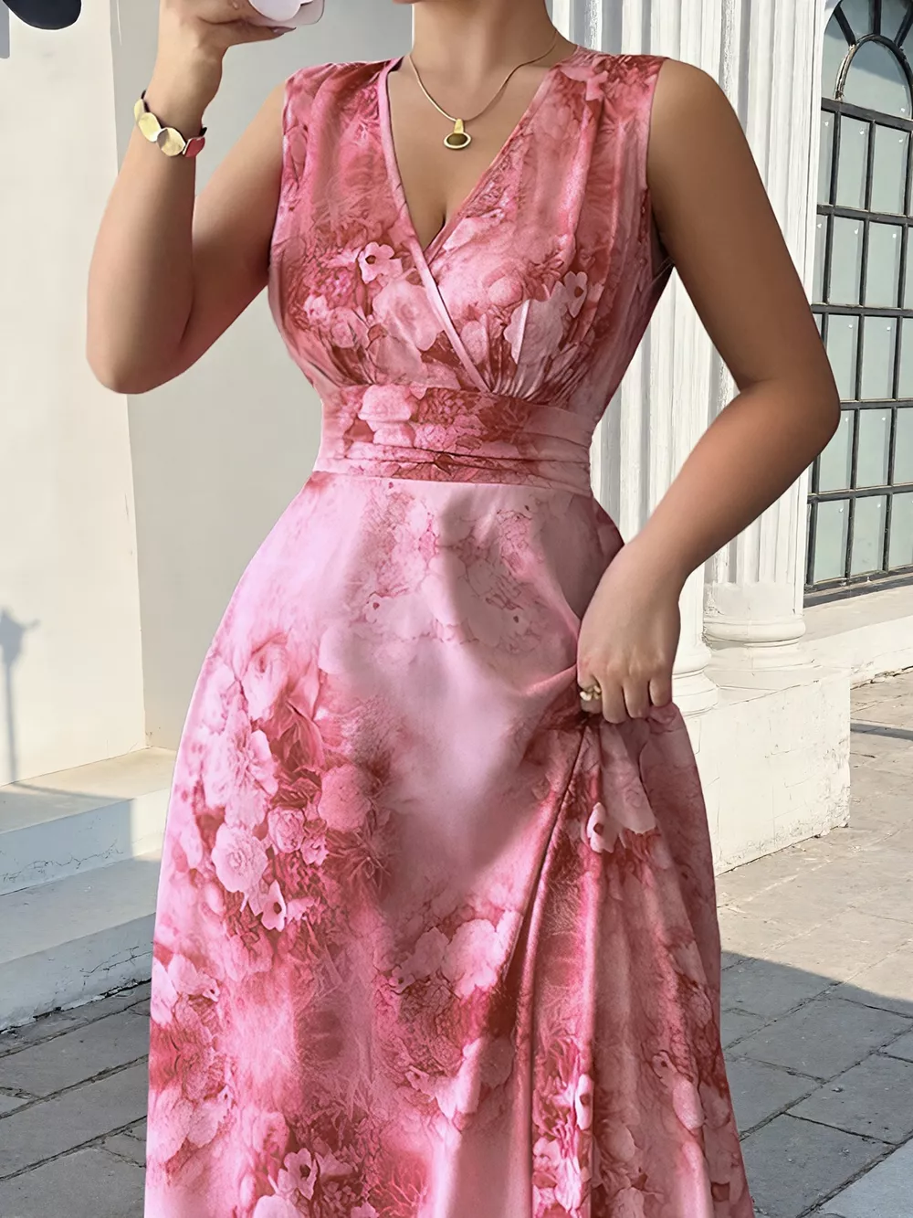 Floral Print Sleeveless Maxi Dress, image 3