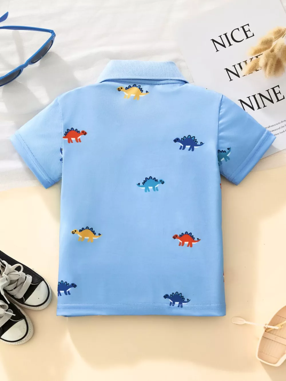Children's Dinosaur Print Short Sleeve Polo, image 5