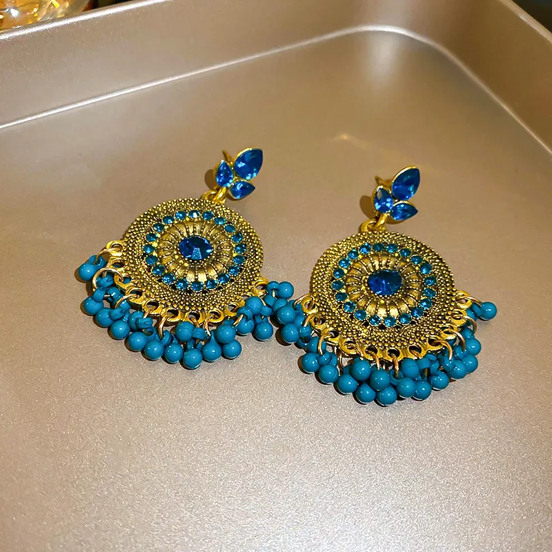 Rhinestone Alloy Bead Dangle Earrings, image 5