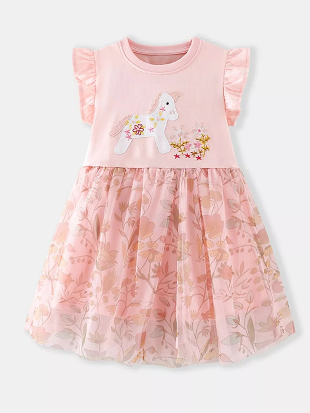 Children's Unicorn Ruffle Sleeve Dress