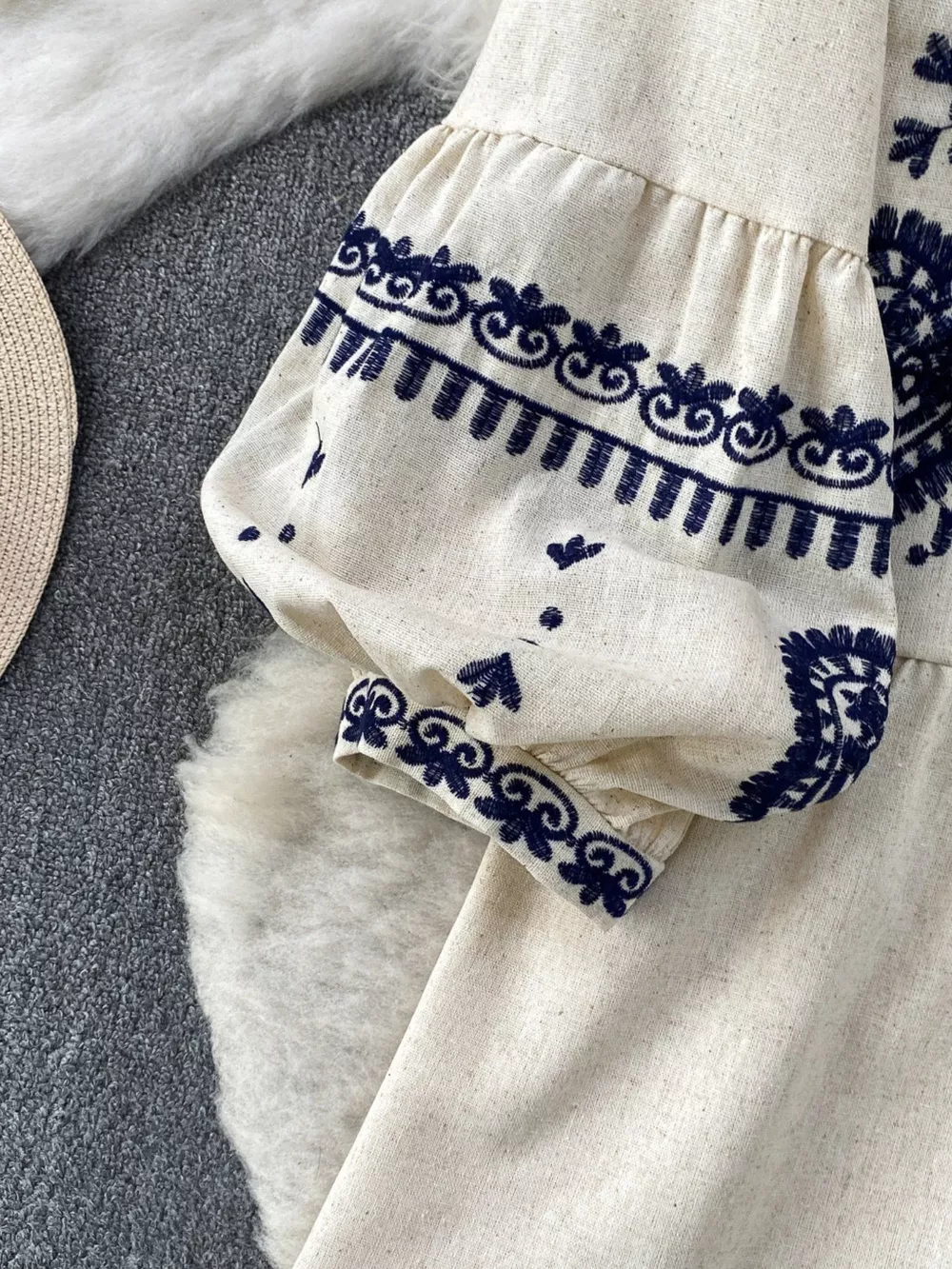 Embroidered Tie Neck Blouse, image 10