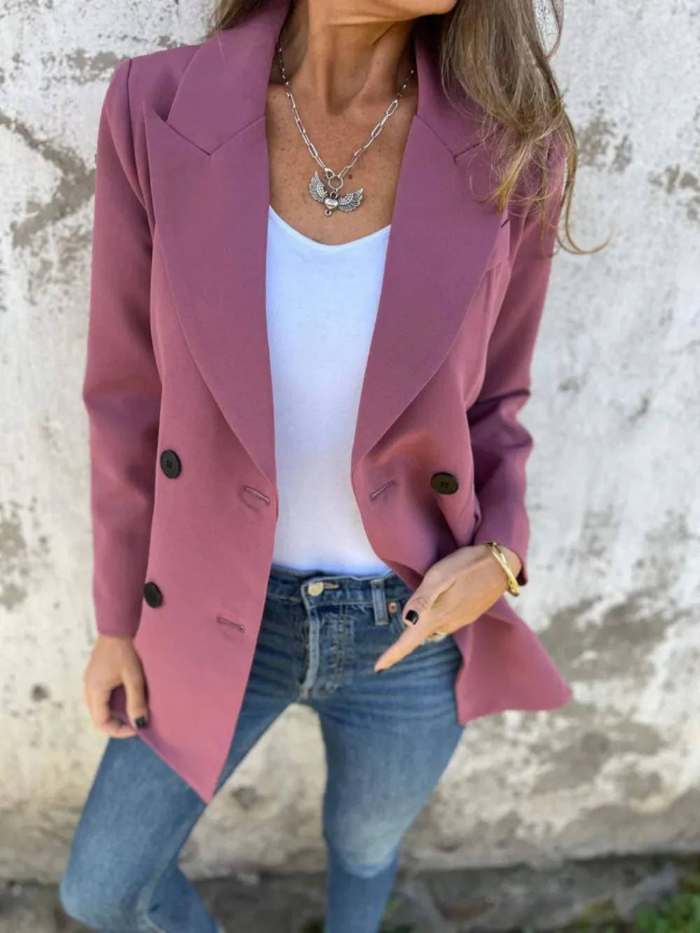 Full Size Collared Neck Long Sleeve Blazer, image 11