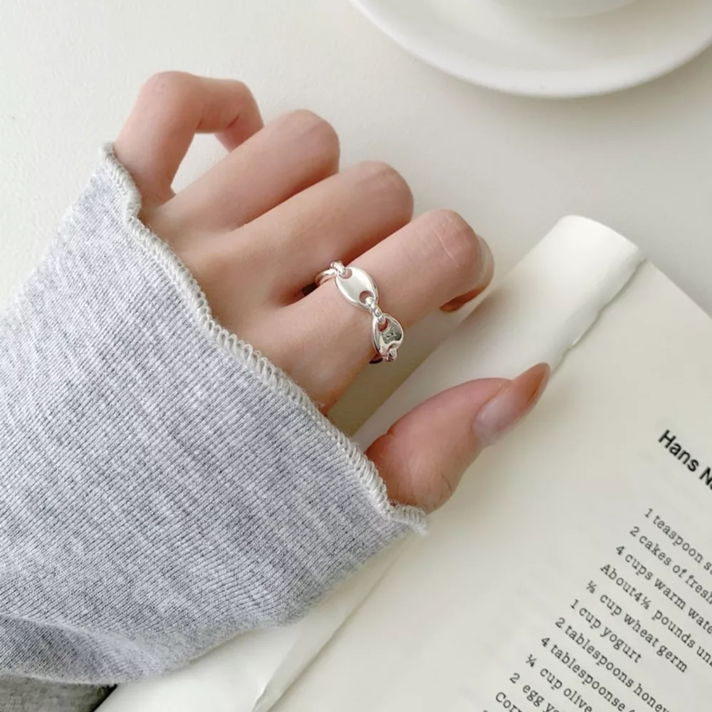 925 Sterling Silver Pig's Snout Ring, image 8