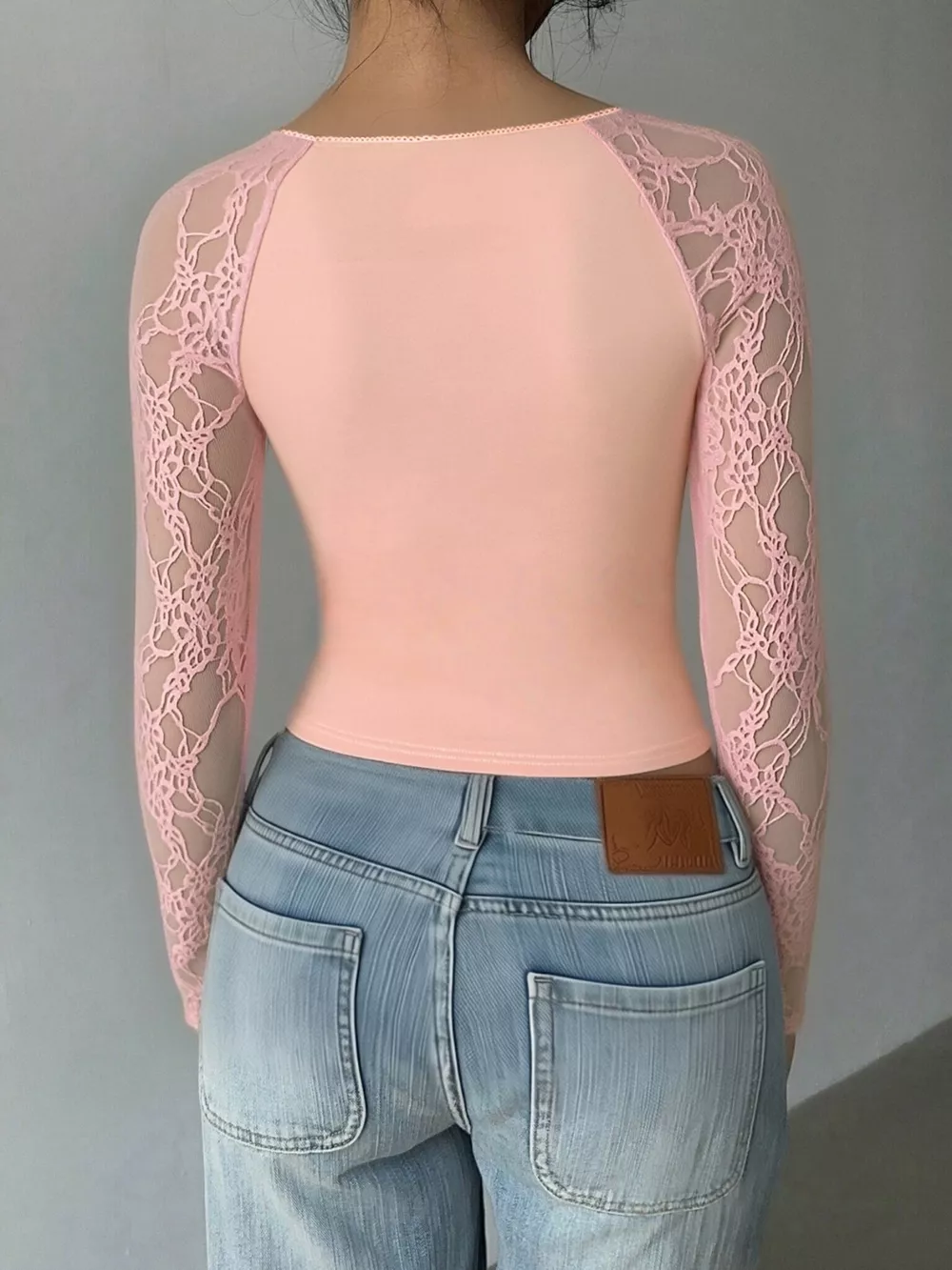 Lace Sleeve Square Neck Top, image 4