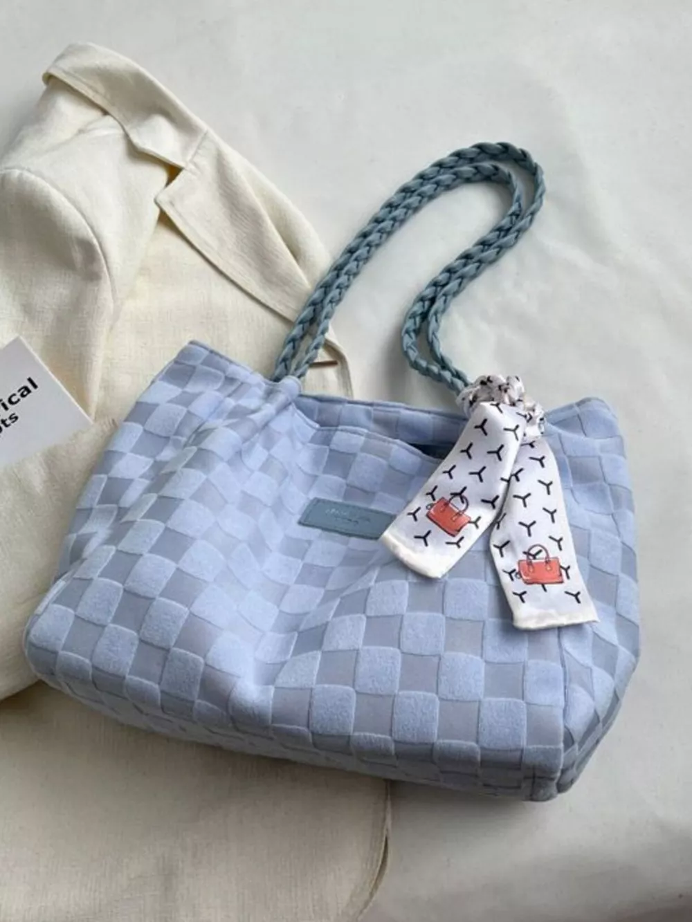 Lightweight Checkered Shoulder Bag, image 5