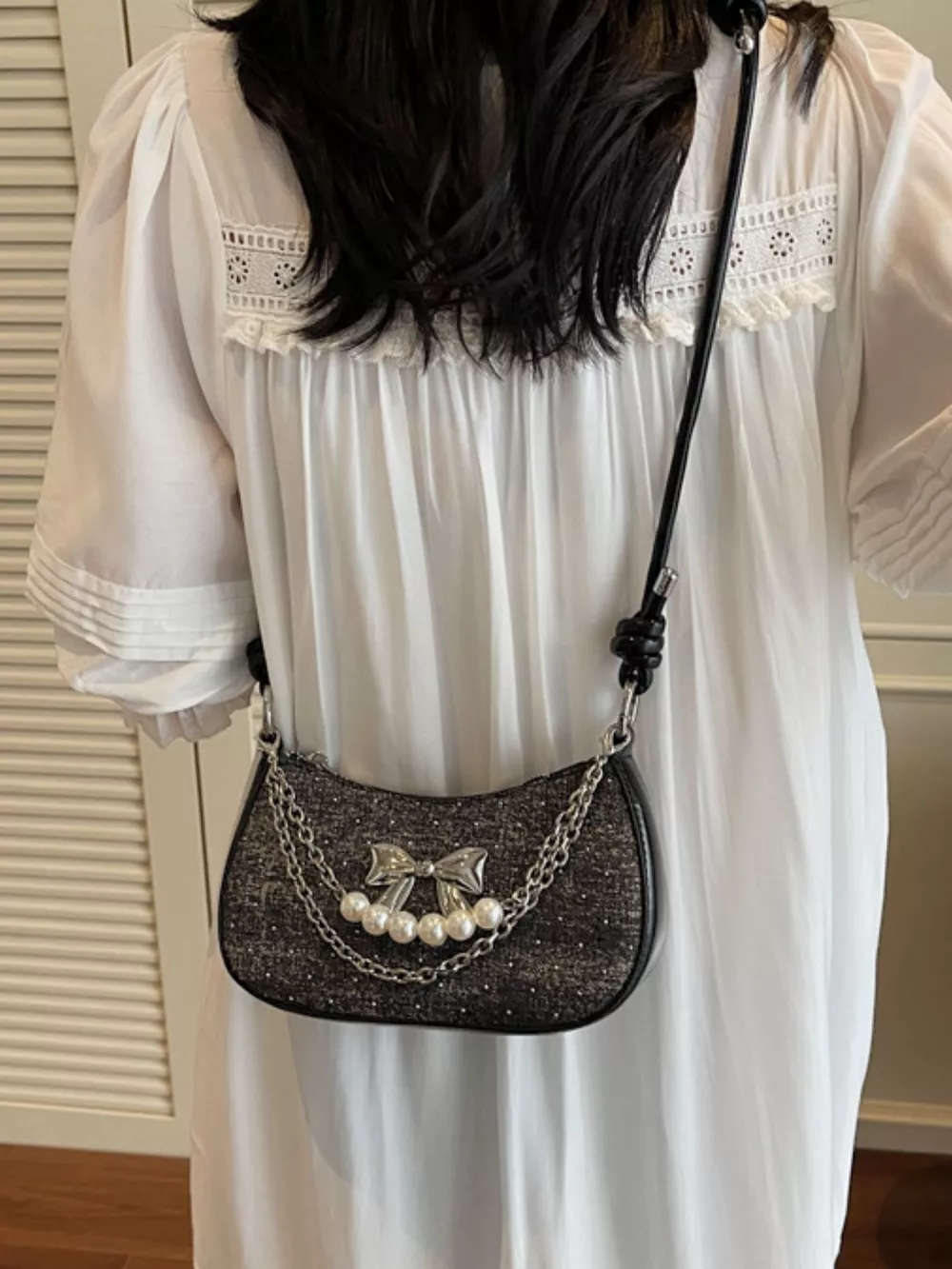 Bow Decor Chain Crossbody Bag, image 3