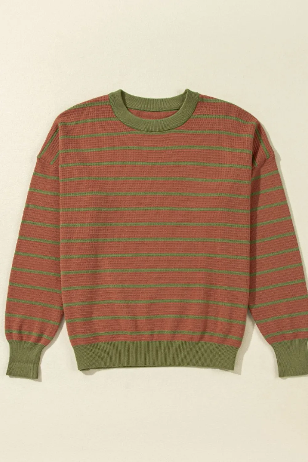 Striped Round Neck Long Sleeve Sweater, image 11