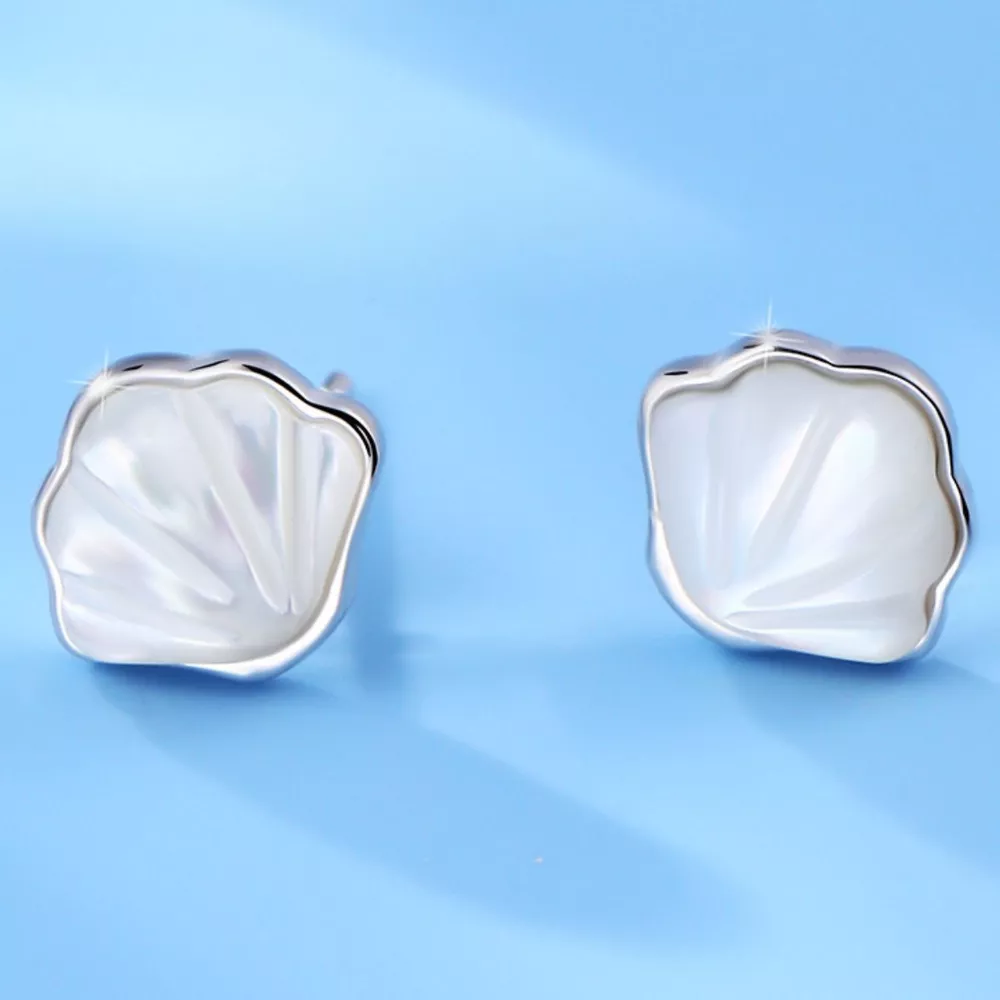 925 Sterling Silver Shell Stud Earrings, image 7