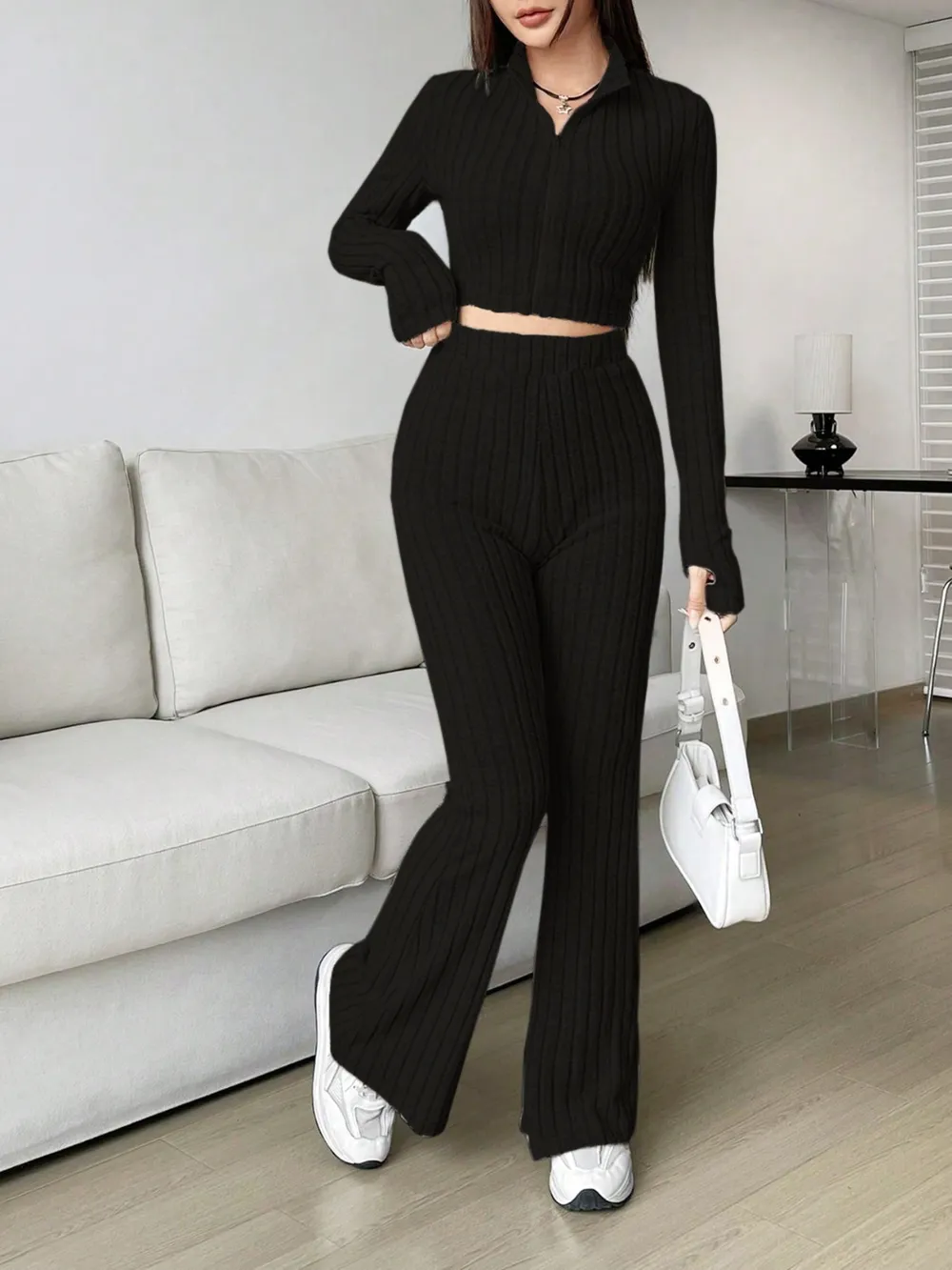 Zip Up Long Sleeve Top and Pants Set, image 13