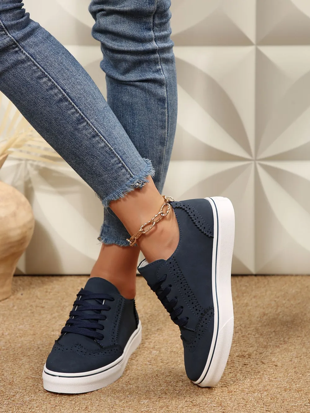 Lace Up Round Toe Platform Sneakers, image 14