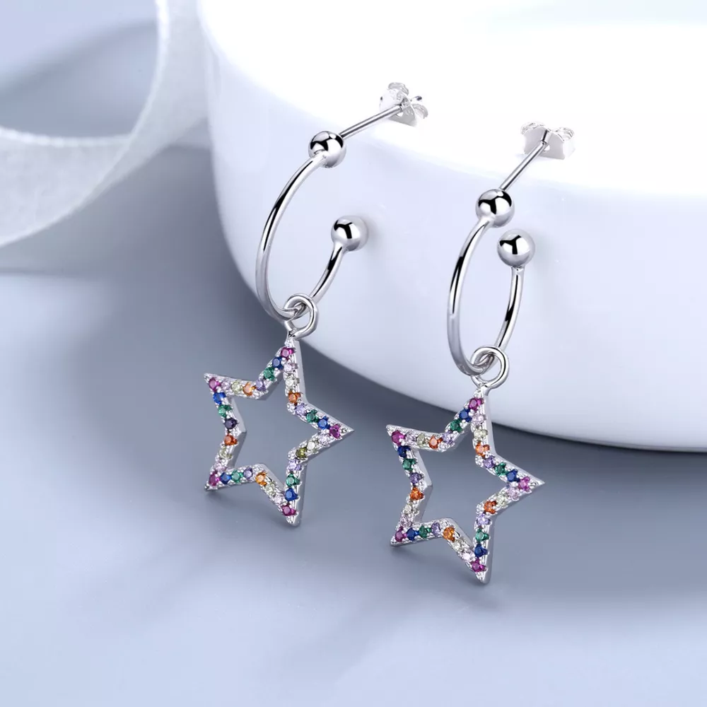 Star C-Hoop Dangle Earrings, image 5