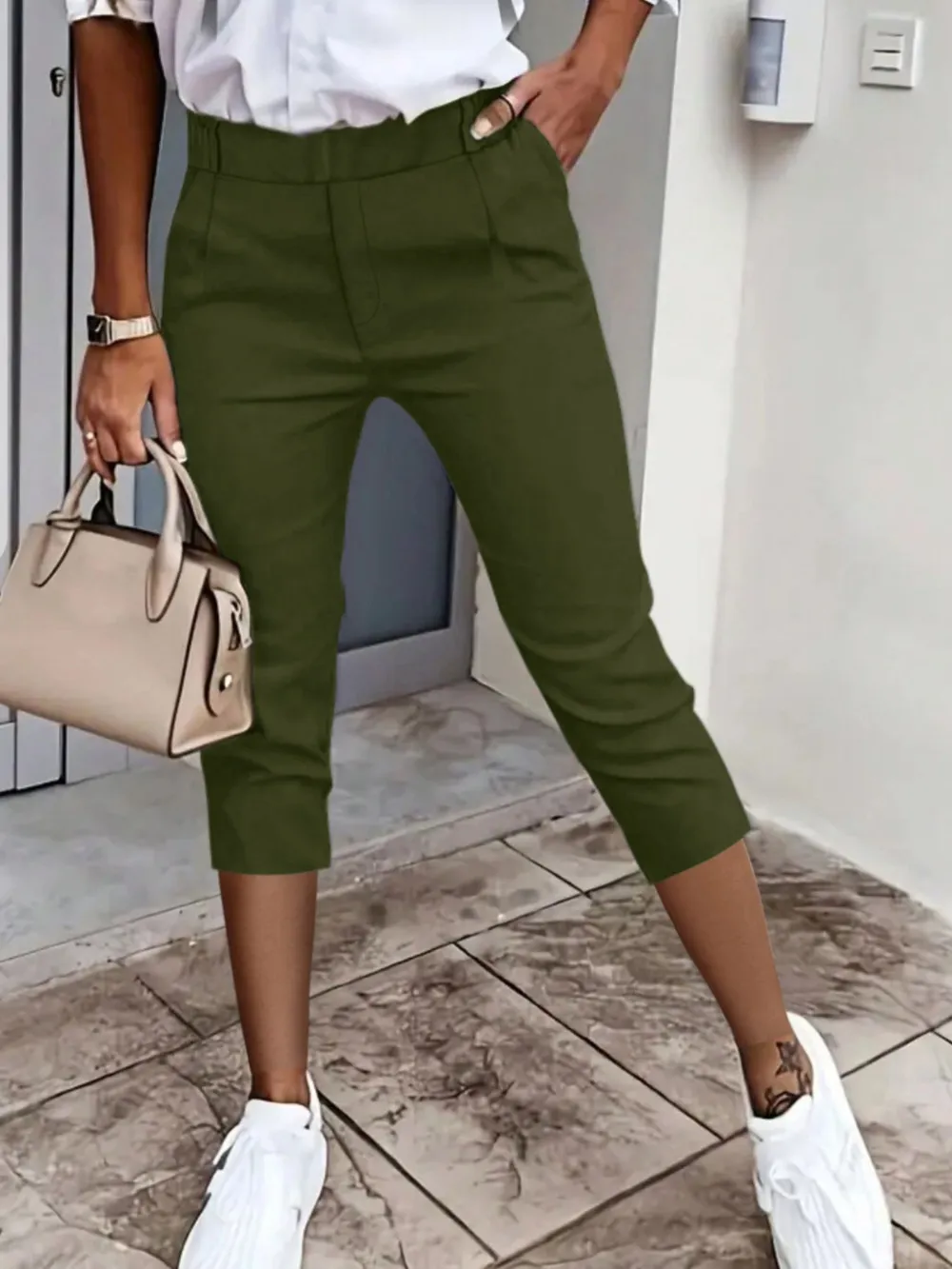 Pleated Detail Pants with Pockets, image 16