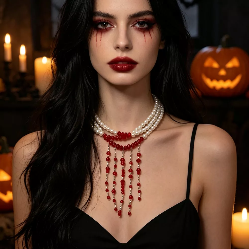 Gothic Multi-Layered Beaded Necklace, image 8