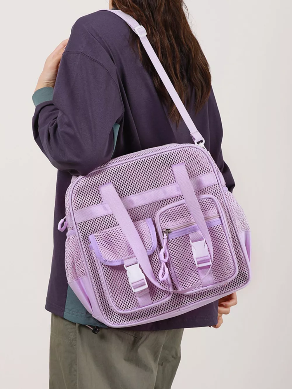 Nylon Crossbody Bag with Buckle Details, image 4
