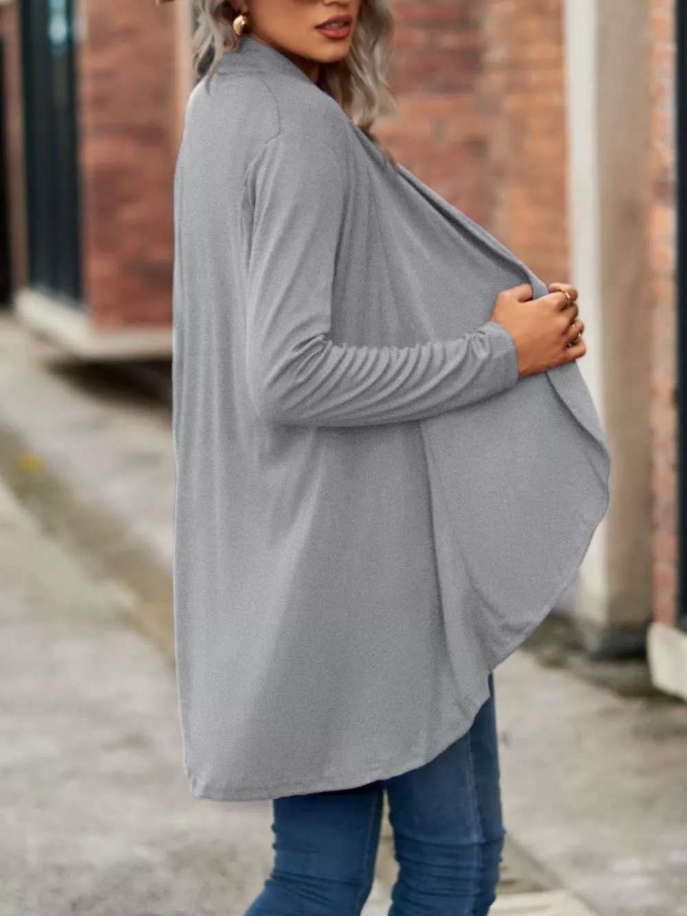 Open-Front Dropped Shoulder Cardigan, image 11
