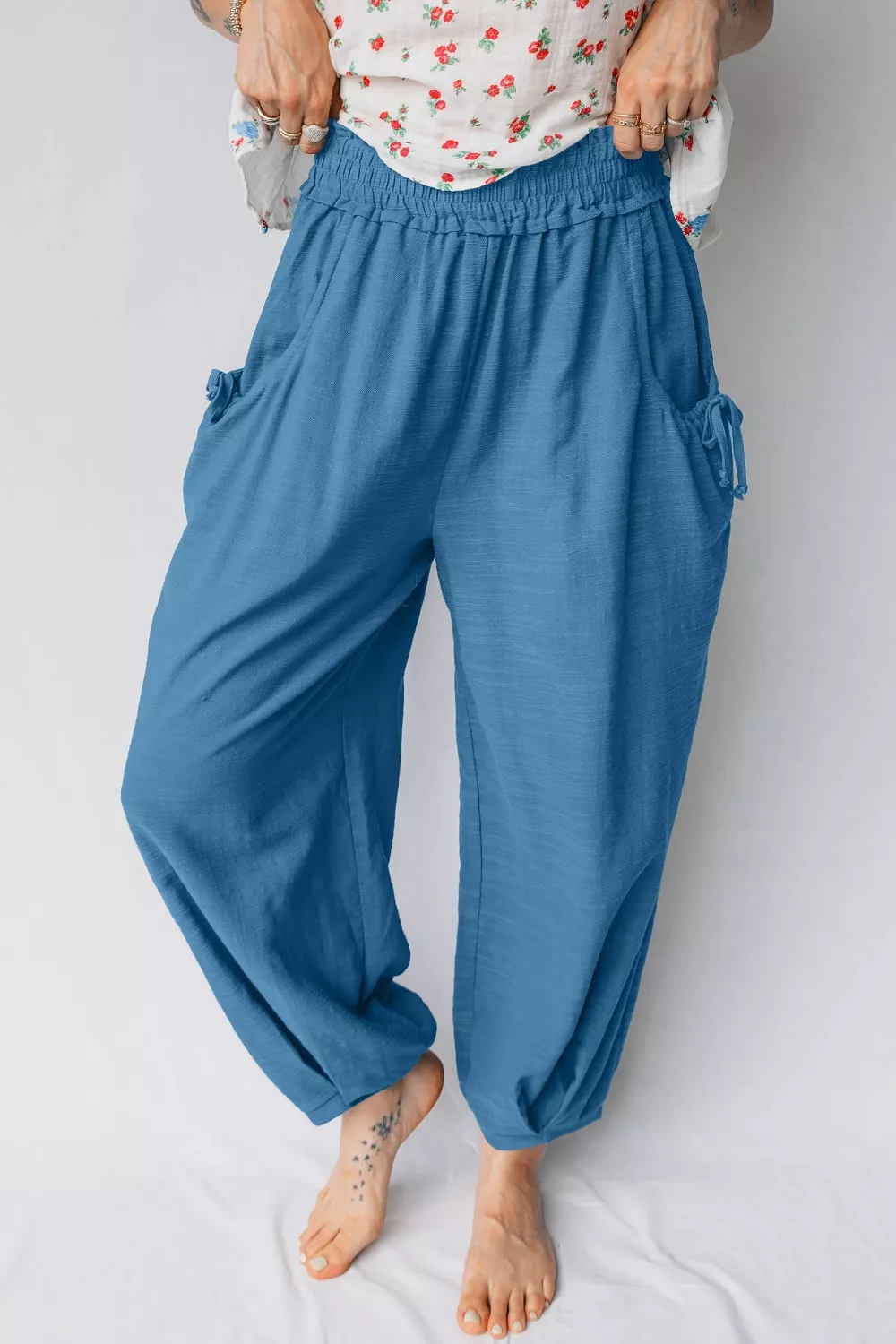 Smocked Waist Casual Jogger Style Pants, image 3