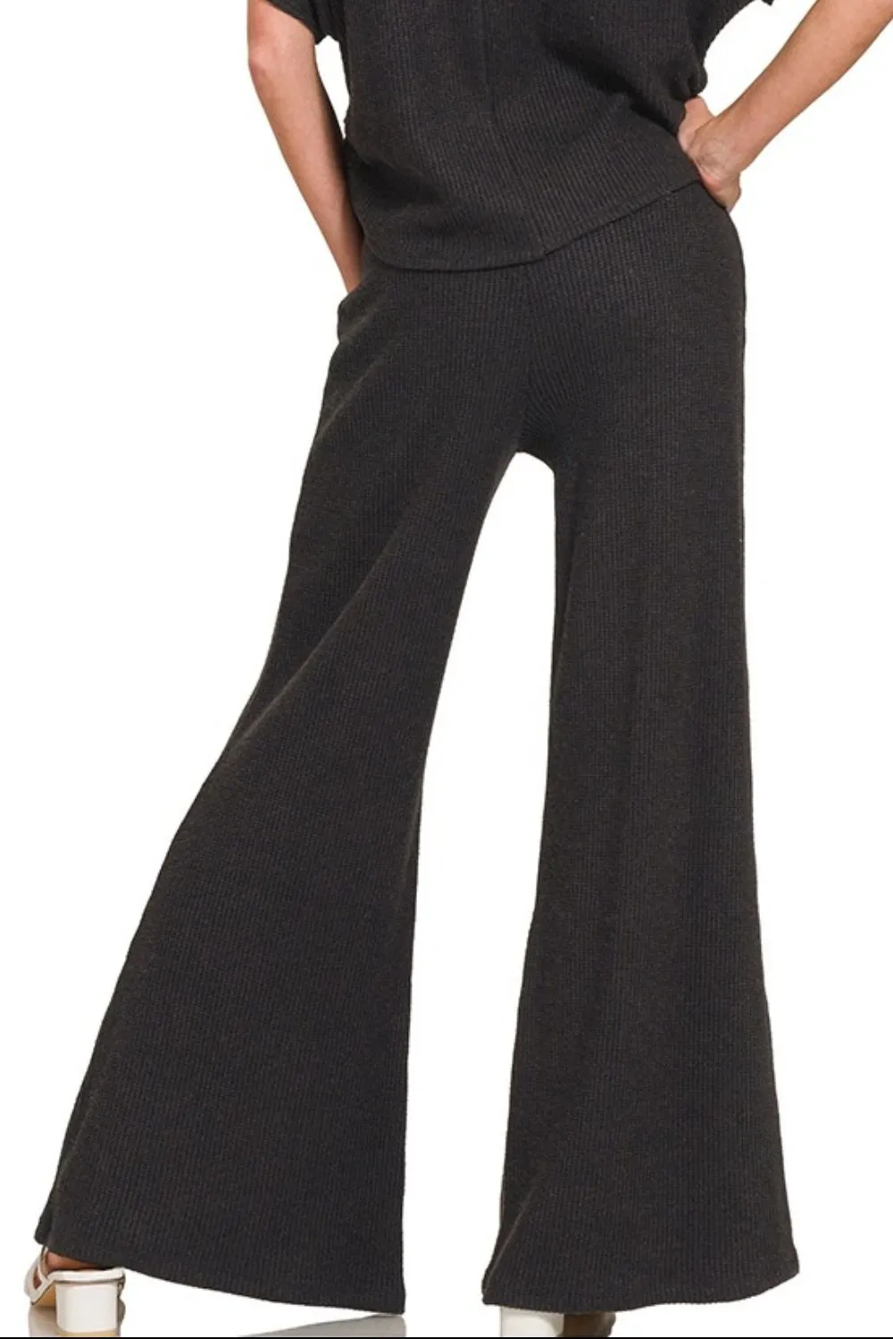 Wide Leg Flare Sweater Pants, image 2