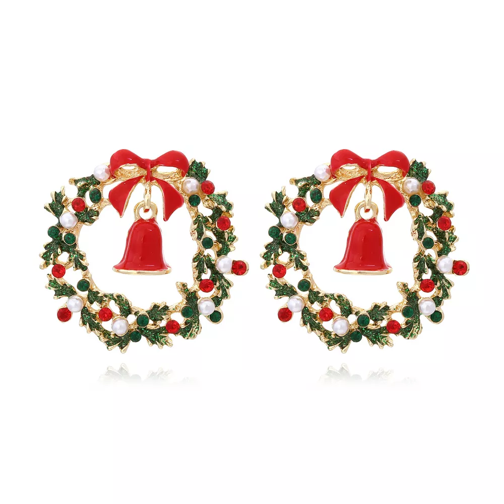 Christmas Wreath Bell Earrings, image 4
