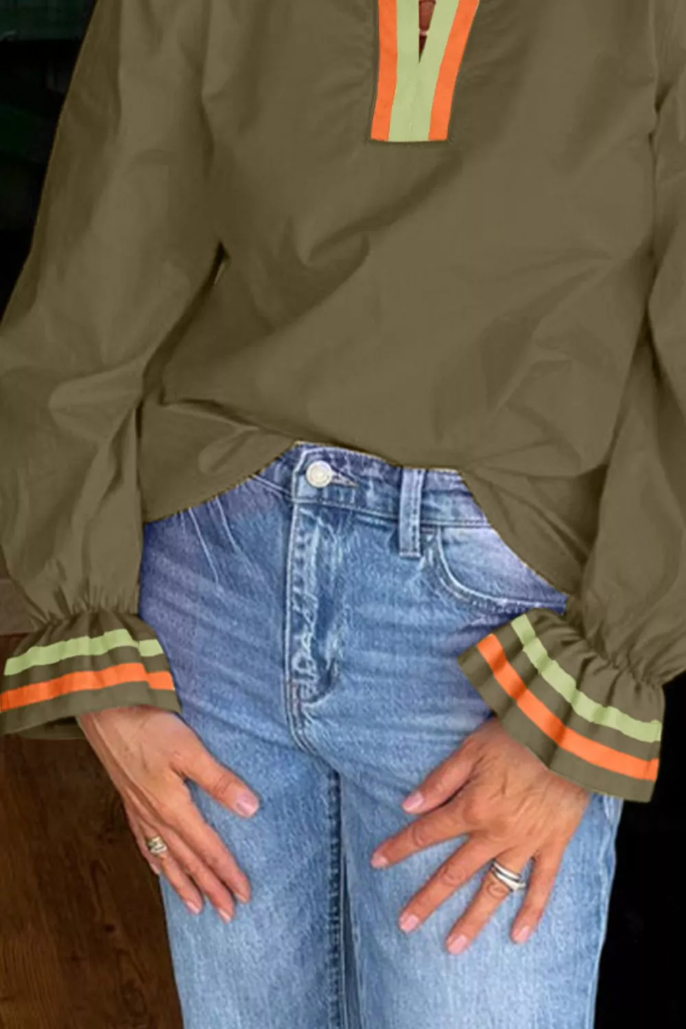 Notched Flounce Sleeve Blouse, image 3