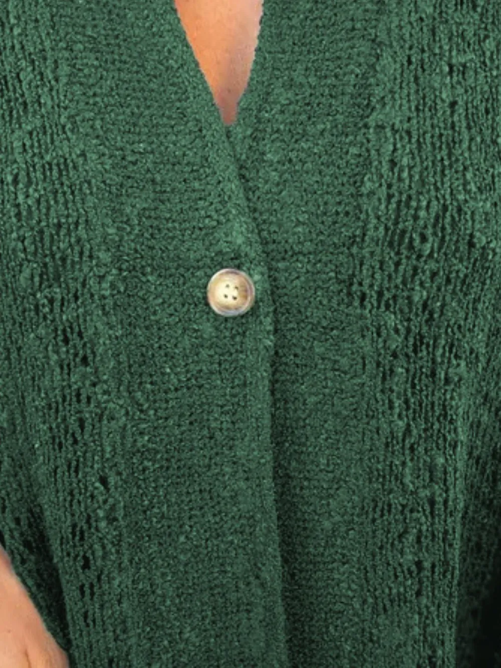 Full Size One Button Openwork Cardigan Plus Size, image 14