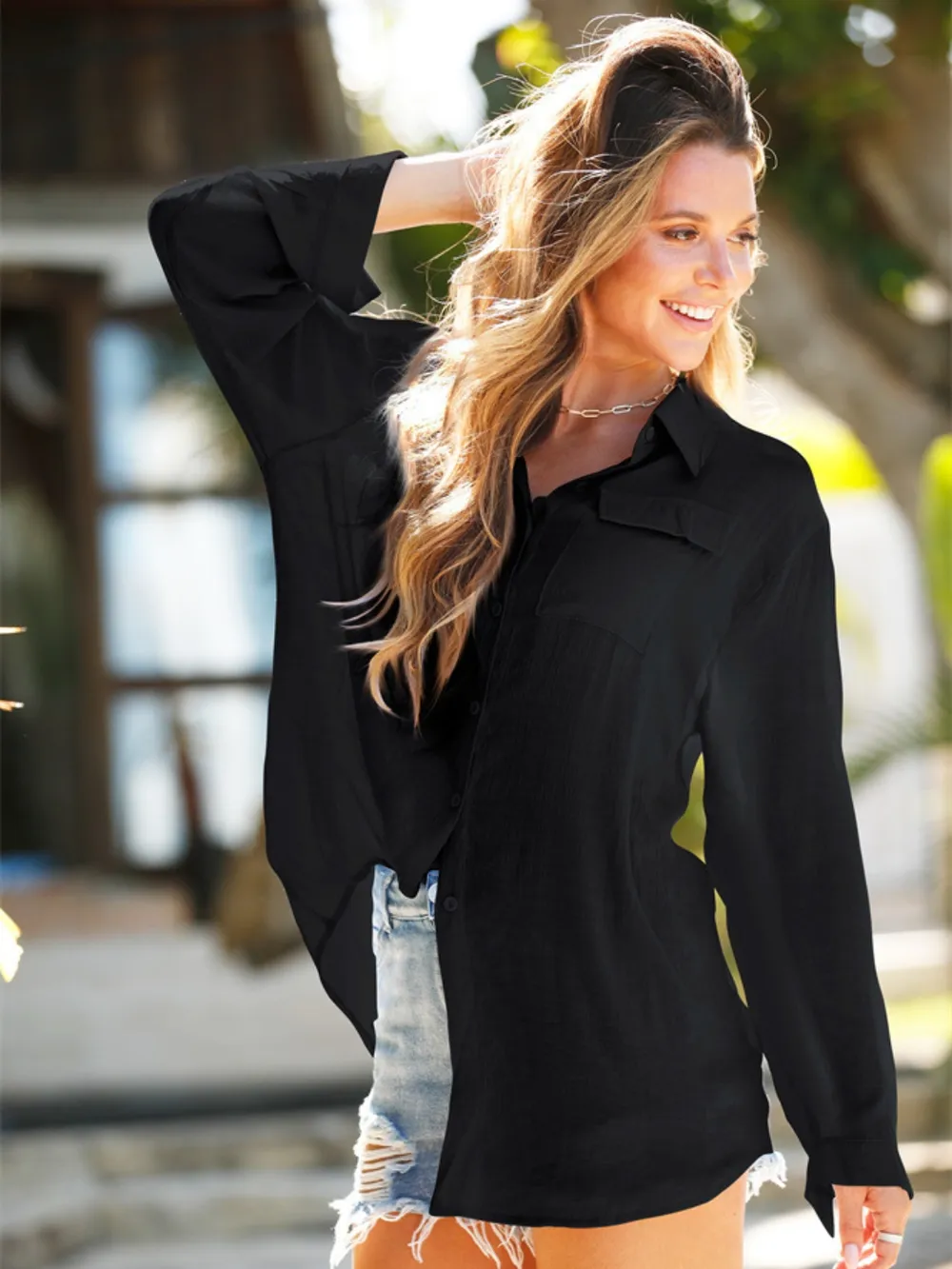 Pocketed Dropped Shoulder Cover Up, image 9
