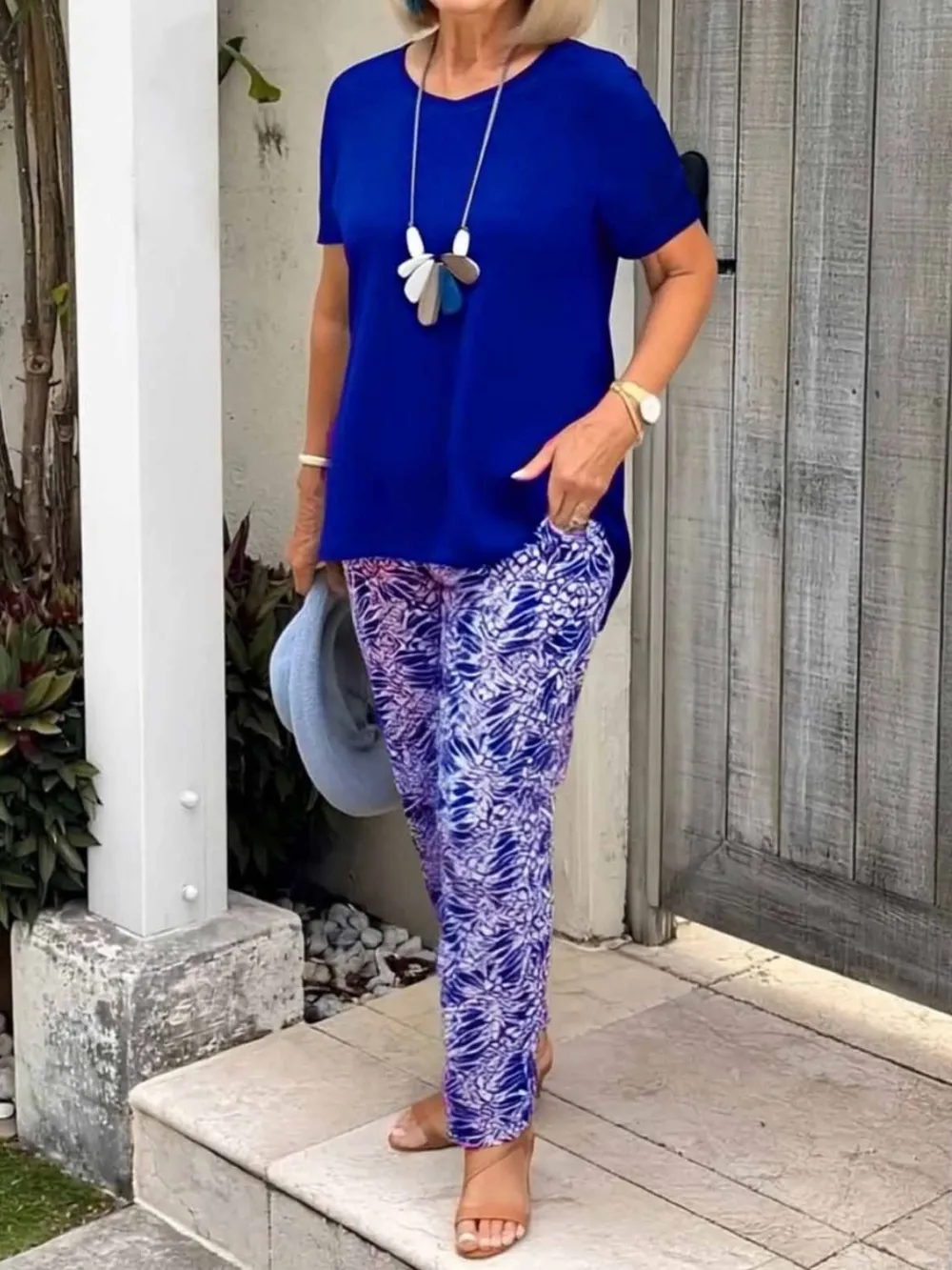 Full Size Round Neck Short Sleeve Top and Pants Set Plus Size, image 12