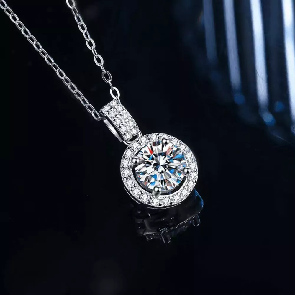1 Carat Moissanite 925 Sterling Silver Pendant Necklace, image 4