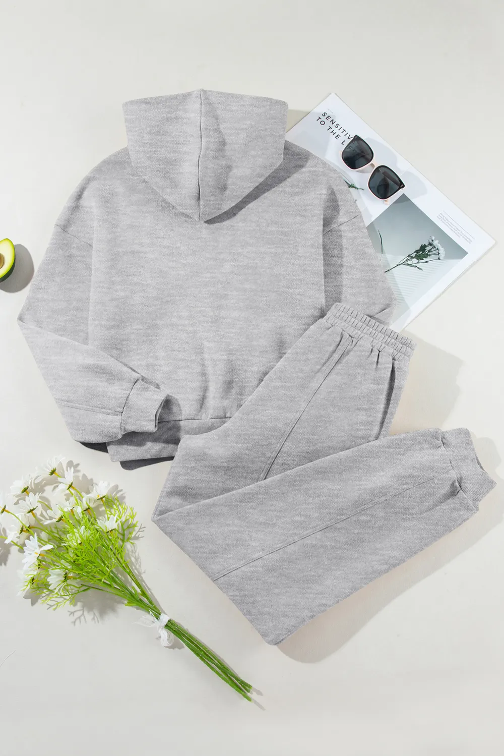 Dropped Shoulder Long Sleeve Hoodie and Pants Active Set, image 7