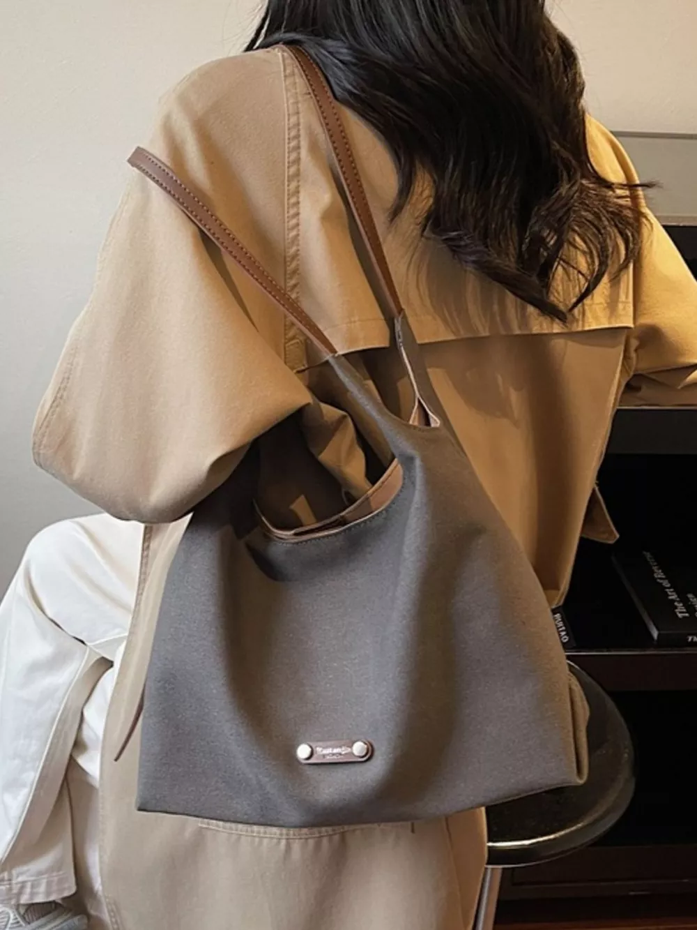 Shoulder Bag with Leather Straps, image 4