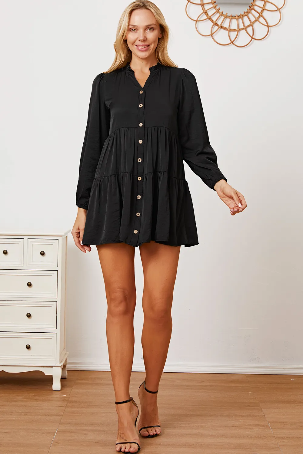 Ruffled Button Up Long Sleeve Tiered Shirt, image 6