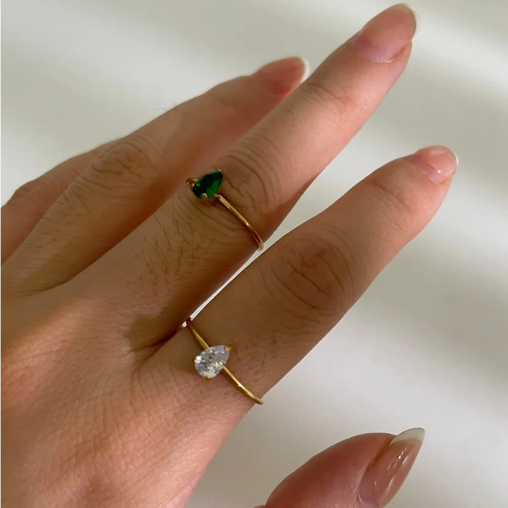 2-Piece 18K Gold-Plated Inlaid Zircon Open Ring