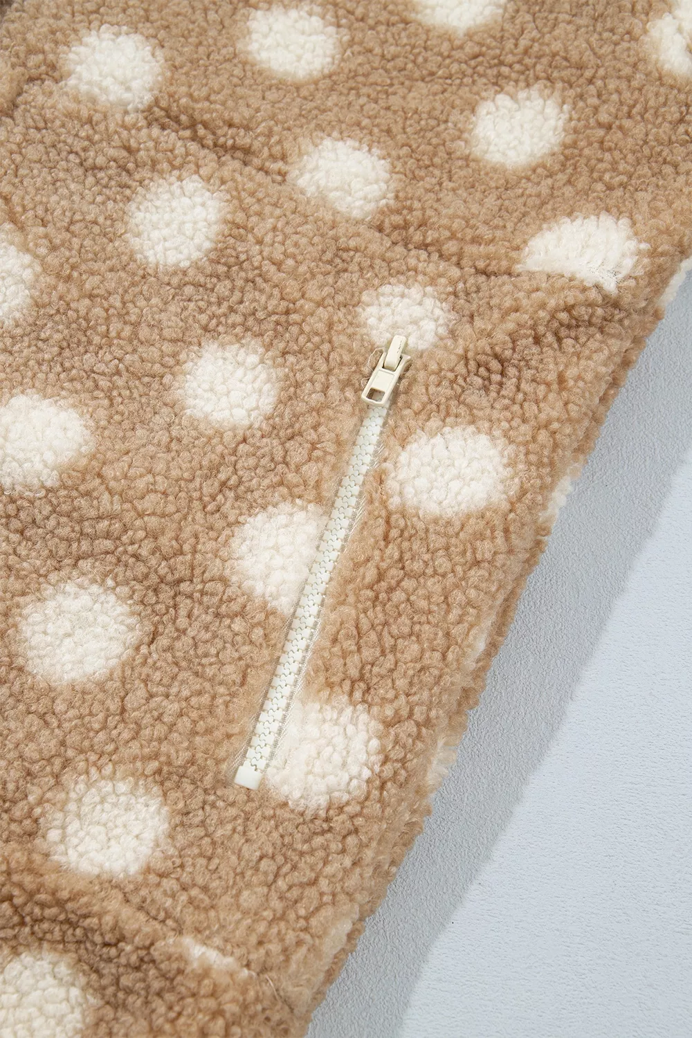 Polka Dot Faux Fur Metal Button Placket Shift Silhouette Jacket, image 13