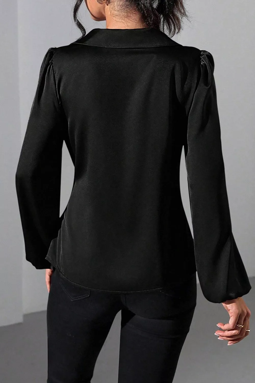 Satin Tied Detail Long Sleeve Blouse, image 15