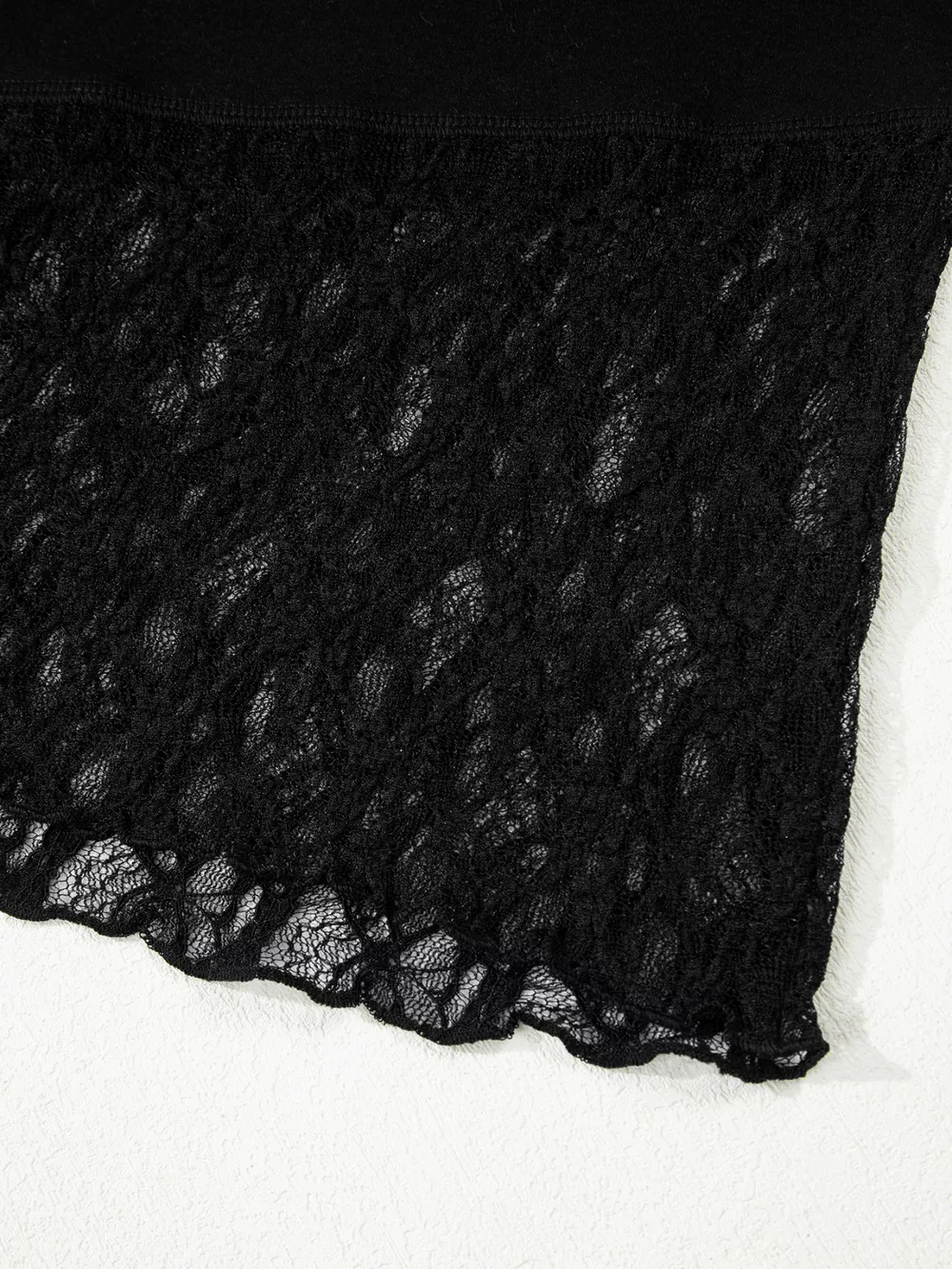 Asymmetric Panels Sheer Floral Lace Patchwork Long Sleeve Top, image 9