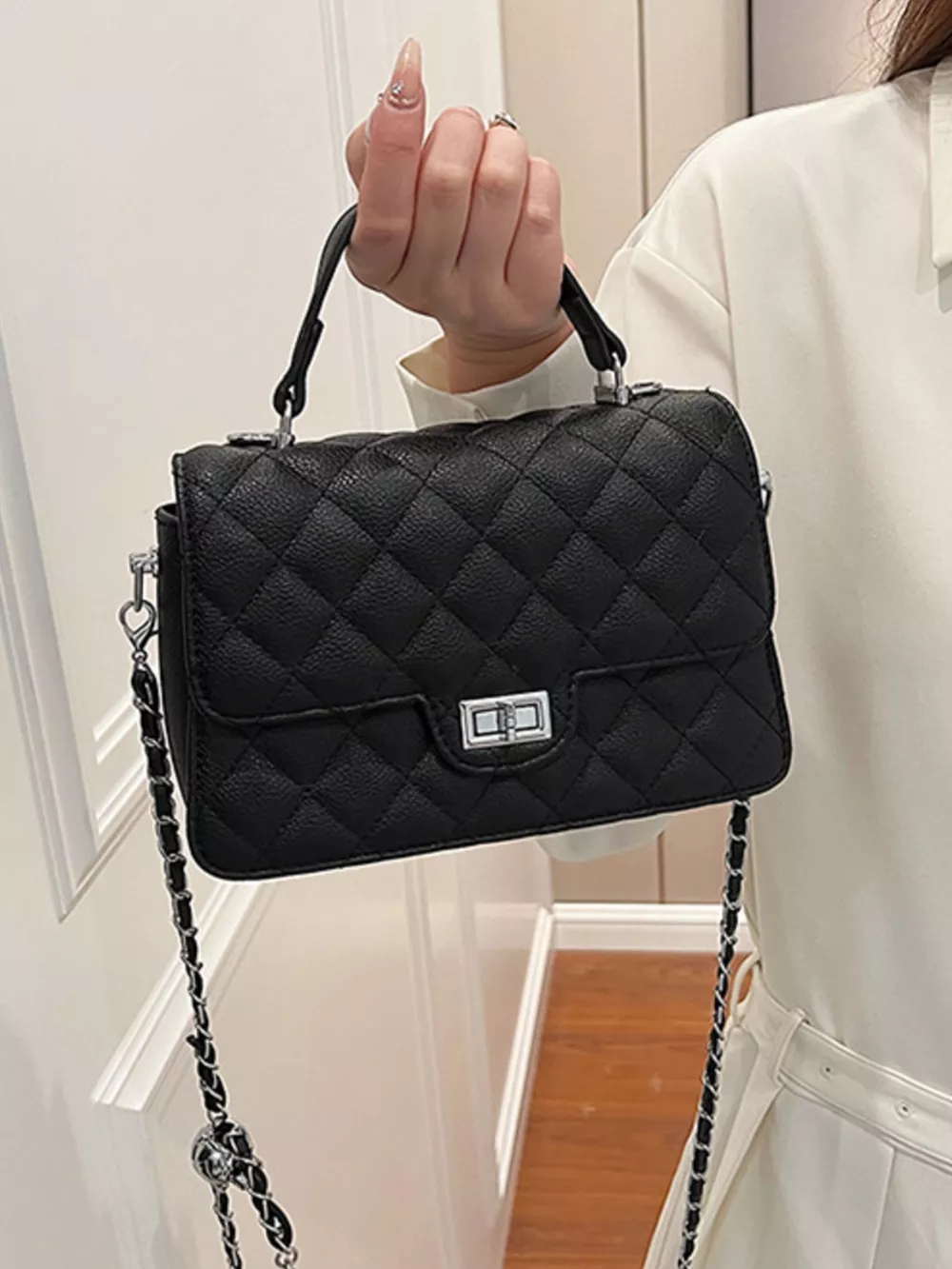 Quilted Chain Strap Crossbody Bag, image 6